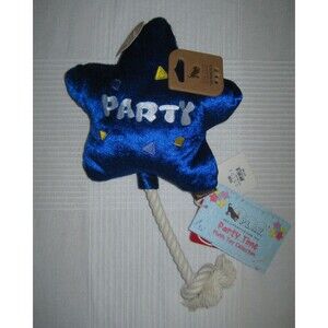 Party Dog Toy Blue Star P.L.A.Y. Best Day Ever Balloon Plush Squeaky Tug Rope